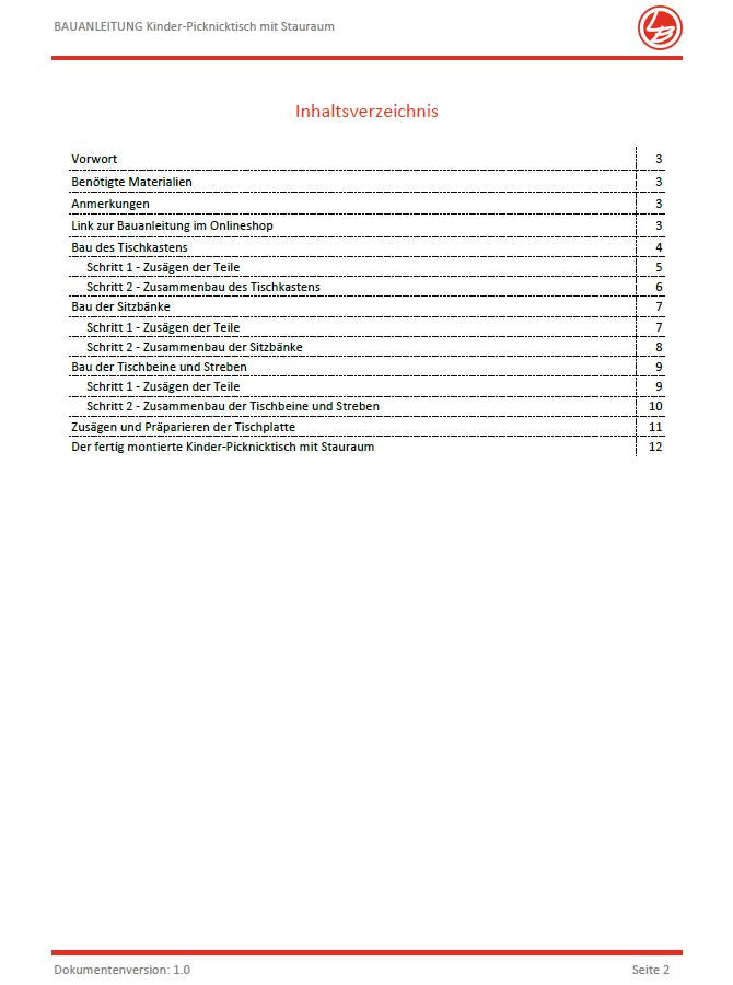 Picknicktisch (Bauanleitung) - Für Kinder mit Stauraum