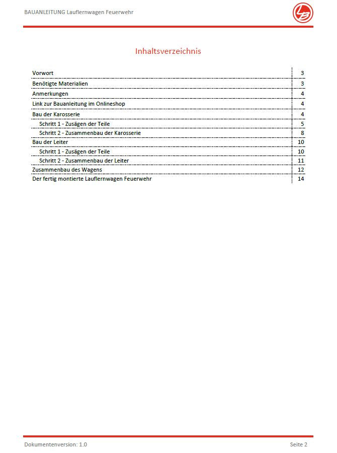 Lauflernwagen Feuerwehr (Bauanleitung)