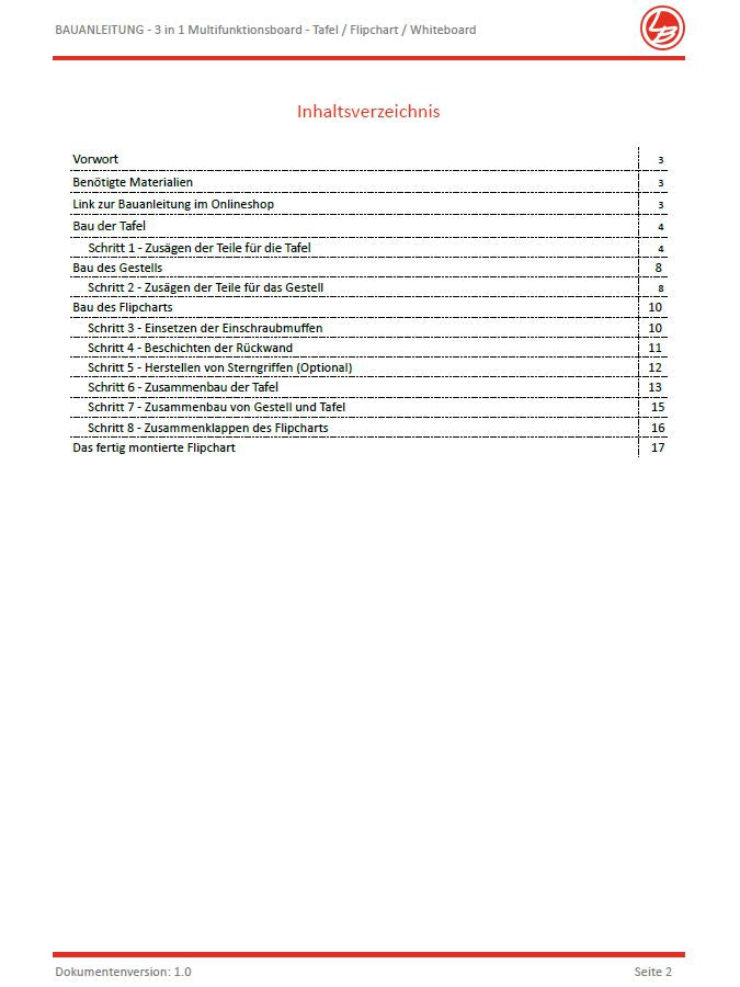 Multifunktionsboard "3in1" Tafel/Flipchart/Whiteboard (Bauanleitung)